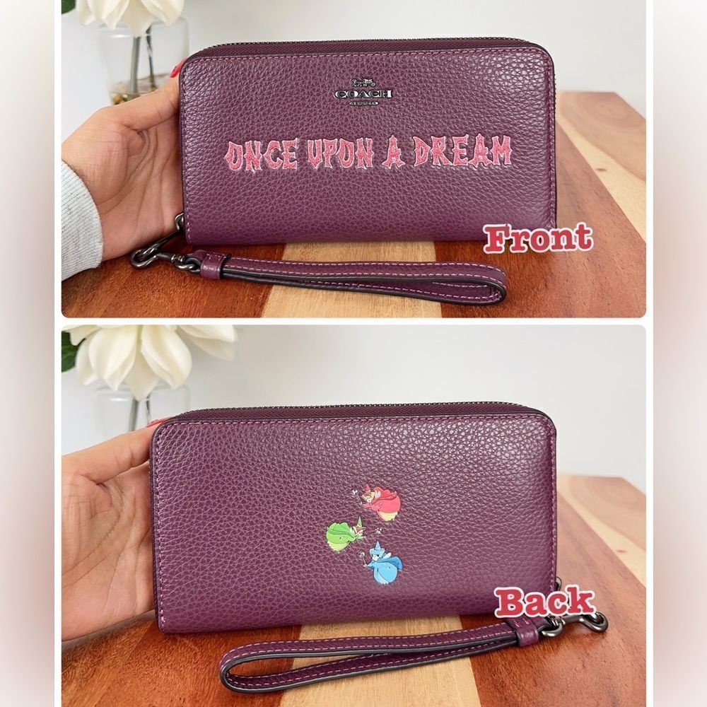 NWT Disney X Coach Long Zip Around Wallet Once‎ Upon A Dream Motif